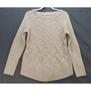Womens Cable‎ Knit Sweater Beige Medium  Boatneck 41 Hawthorn